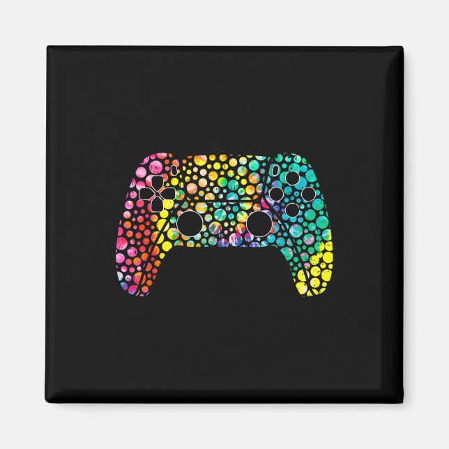 Imán Happy Dot Day Gamers Boy Game Controller Colorous (Frente)