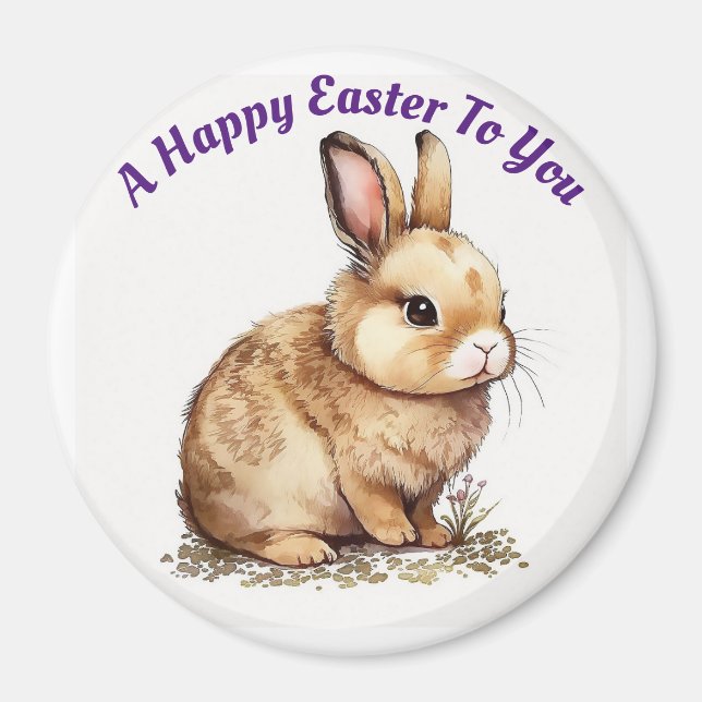 Imán Happy Easter Bunny Circle Magnet (Frente)