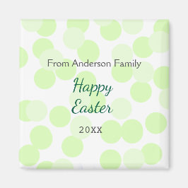 Imán Happy Easter gray green polka dots family name