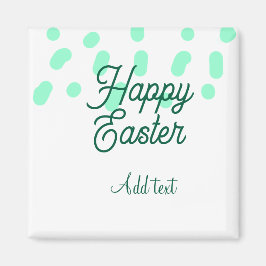 Imán Happy Easter green eggs pastel name date simple