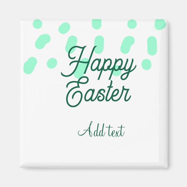 Imán Happy Easter green eggs pastel name date simple  (Frente)