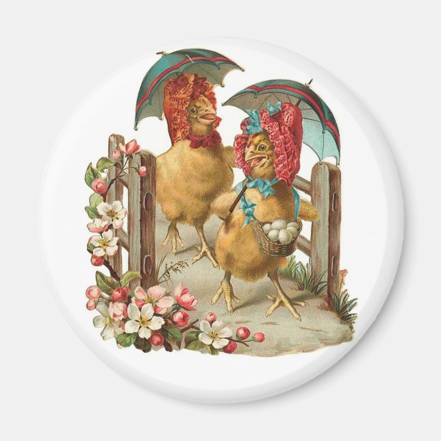 Imán Happy Easter Hens Vintage (Frente)