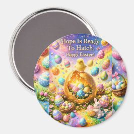 Imán Happy Easter, magical chick and bunny decorative f