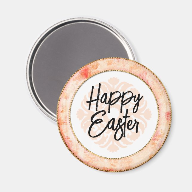 Imán Happy Easter Pink Vintage Frame Magnet (Anverso/Reverso)