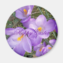 Happy Easter Purple Crocus Magnet
