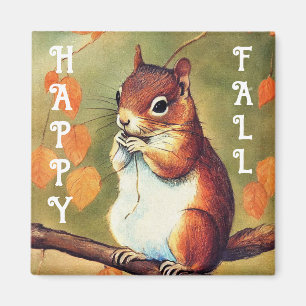 Imán Happy Fall Squirrel Square Magnet