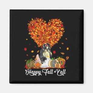 Imán Happy Fall Y'all Funny Shih Tzu Autumn Pumpkins