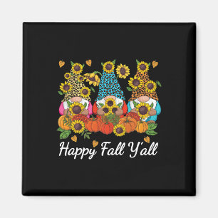 Imán Happy Fall Y'all Gnome Leopard Pumpkin Otoño