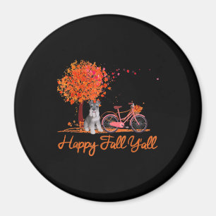Imán Happy Fall Yall Gracioso Schnauzer Dog Autumn Bicy
