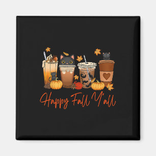 Imán Happy Fall Y'all Otoño Black Cat Fall Pumpkin Spi