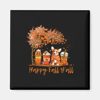 Imán Happy Fall Y'all Otoño Corgi Halloween Pumpkin Sp