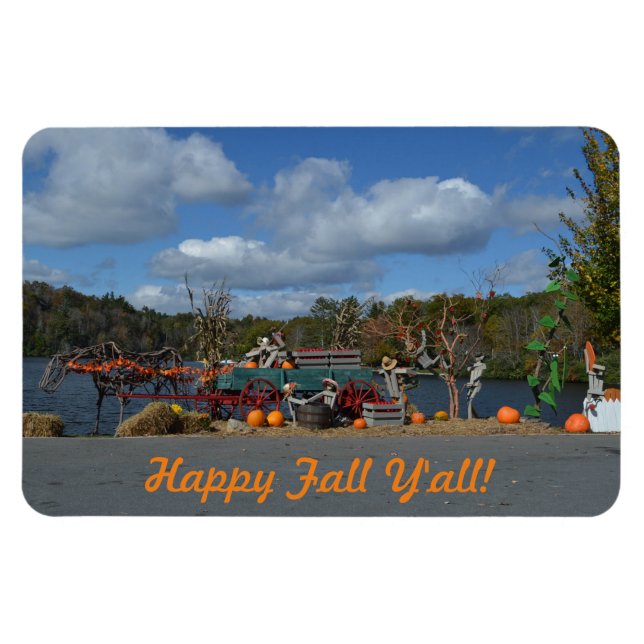 Imán Happy Fall Y'all Otoño Display By Water (Horizontal)