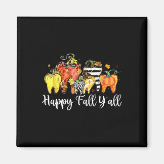 Imán Happy Fall Y'all Pumpkin Tooth Lepard Zebra Hallow