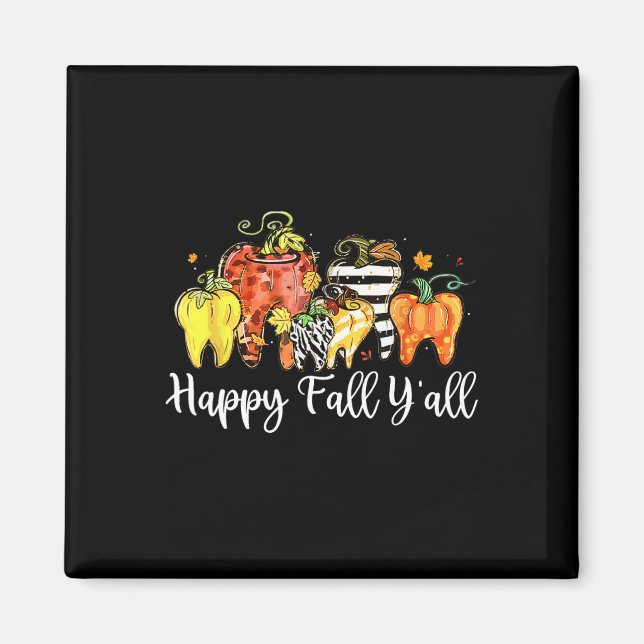 Imán Happy Fall Y'all Pumpkin Tooth Lepard Zebra Hallow (Frente)