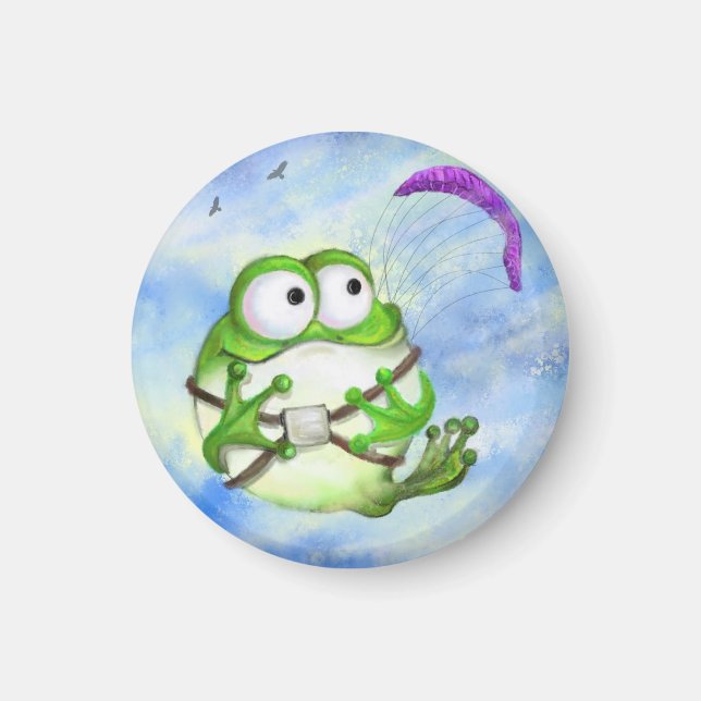 Imán Happy Funny Frog Paraglider Magnet (Frente)