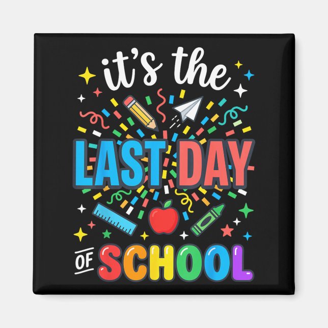 Imán Happy Funny Retro Teacher Student Summer Last Day (Frente)