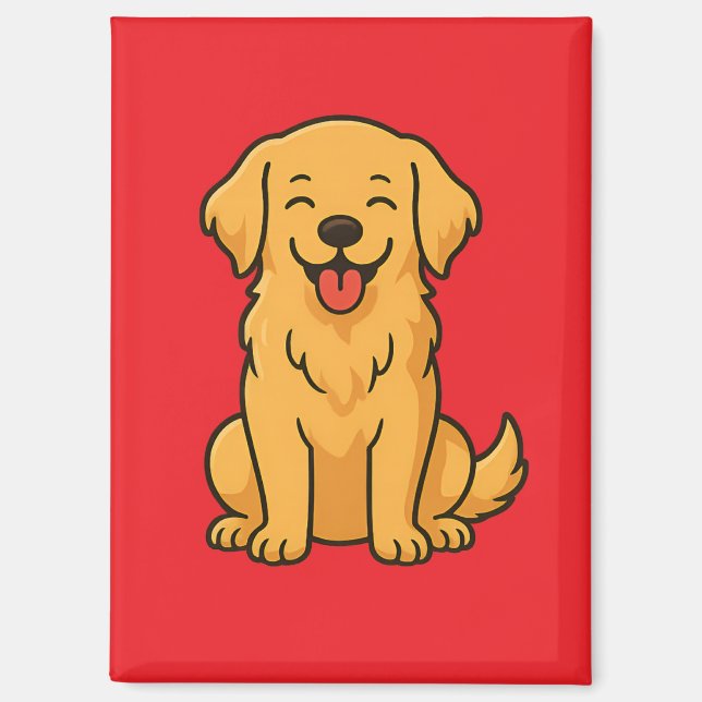 Imán Happy Golden Retriever Dog – Cute Funny Pets (Anverso)