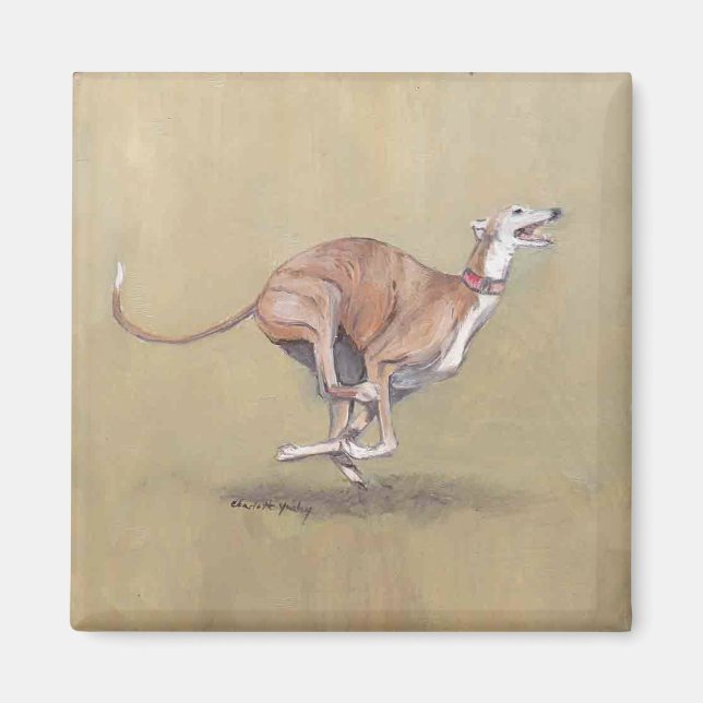 Imán Happy Greyhound Dog Art Magnet