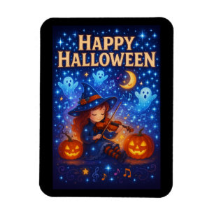 Imán Happy Halloween Cute Musical Witch Magnet