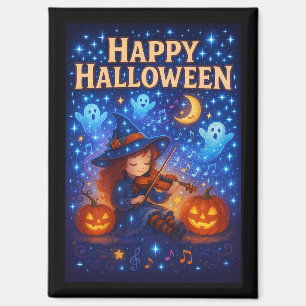 Imán Happy Halloween Cute Musical Witch Magnet