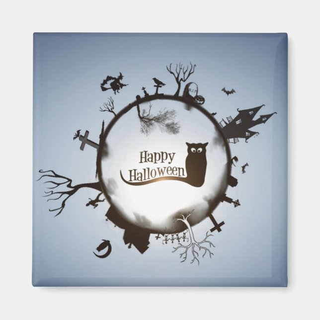 Imán Happy Halloween Spooky Themed (Frente)