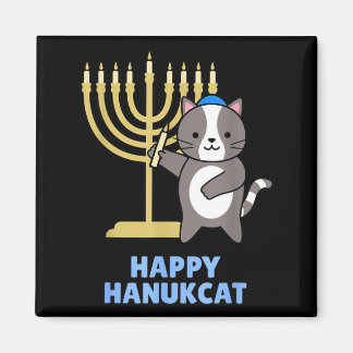 Imán Happy Hanukcat Black Cat Meowzel Tov Menorah Funny