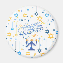 Imán Happy Hanukkah Blue And Gold