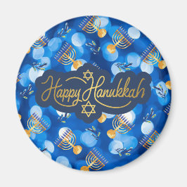 Imán Happy Hanukkah Blue And White