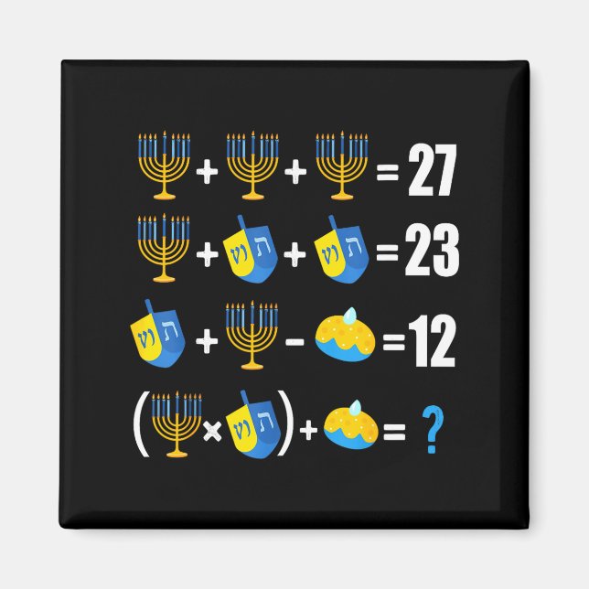 Imán Happy Hanukkah Menorah Dreidel Doughnut Math Teach (Frente)