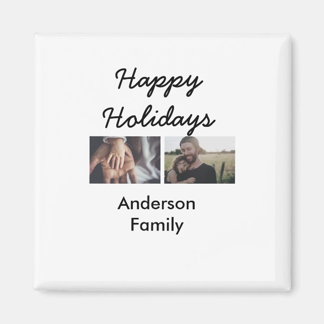Imán Happy holidays father son Christmas photo family n (Frente)