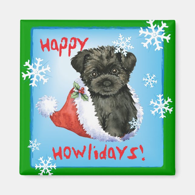 Imán Happy Howliday Affenpinscher (Frente)