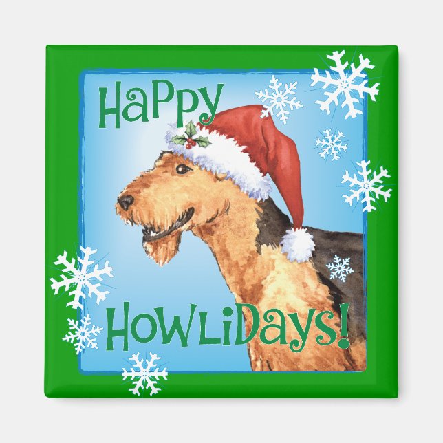 Imán Happy Howliday Airedale (Frente)