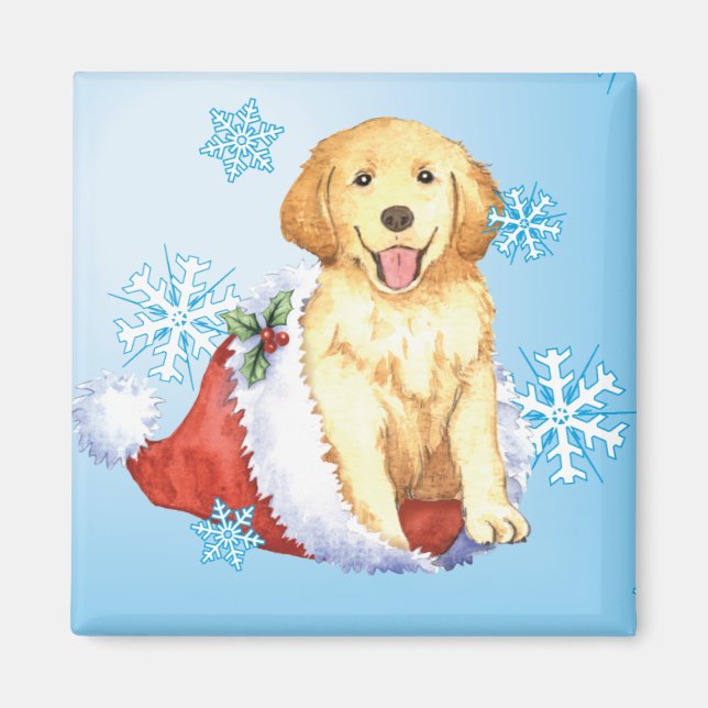Imán Happy Howliday Golden Retriever (Frente)