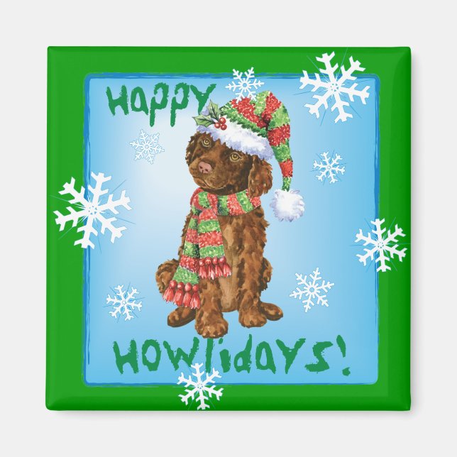 Imán Happy Howliday Irish Water Spaniel (Frente)