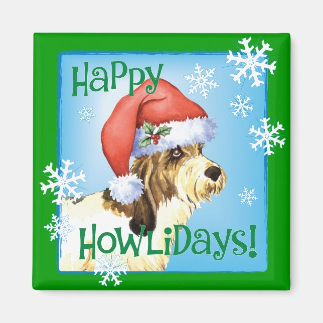 Imán Happy Howliday PBGV (Frente)