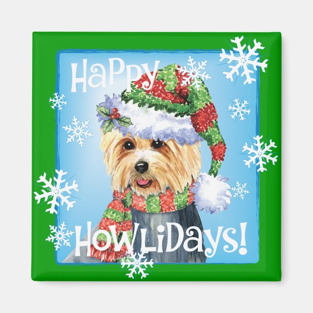 Imán Happy Howlidays Australian Terrier Magnet (Frente)