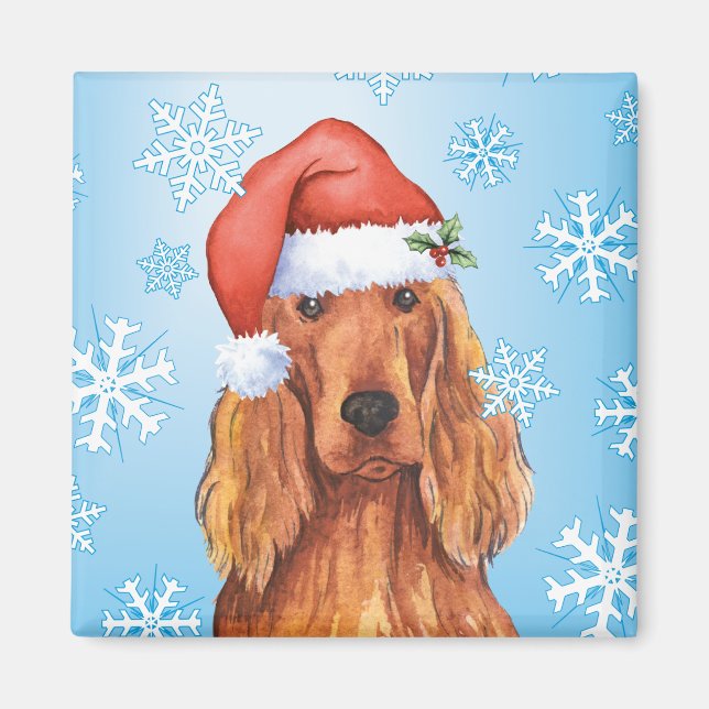 Imán Happy Howlidays Irish Setter (Frente)