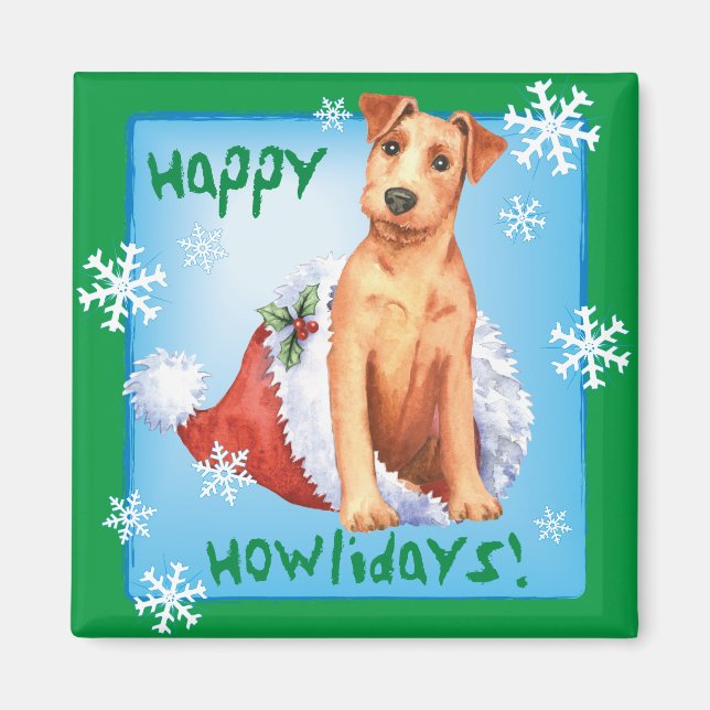Imán Happy Howlidays Irish Terrier Magnet (Frente)