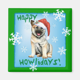 Imán Happy Howlidays Norwegian Elkhound Magnet