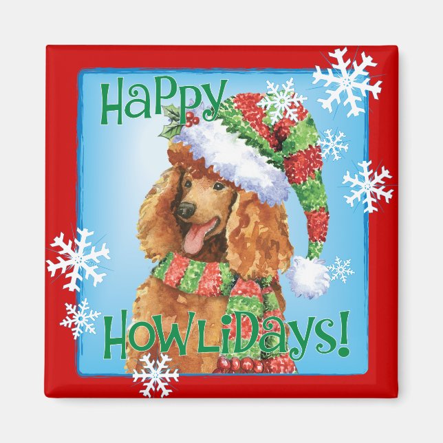 Imán Happy Howlidays Poodle (Frente)
