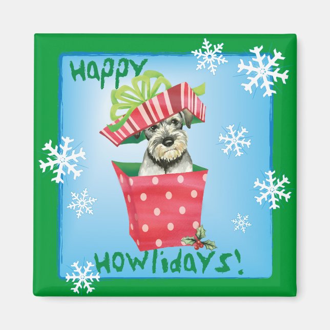 Imán Happy Howlidays Standard Schnauzer (Frente)