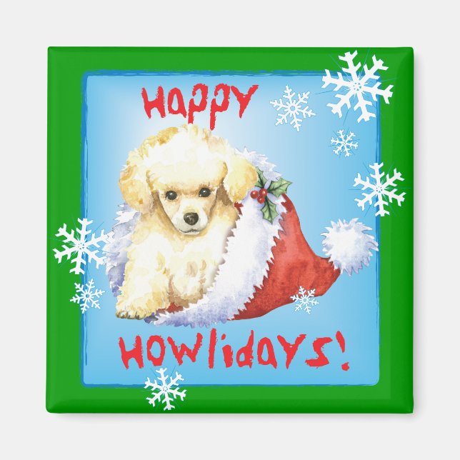 Imán Happy Howlidays Toy Poodle (Frente)