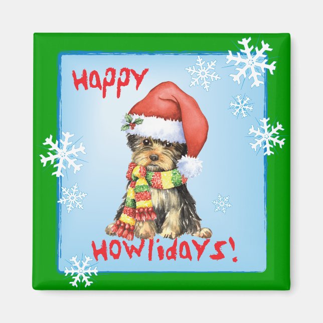 Imán Happy Howlidays Yorkie (Frente)