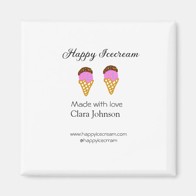 Imán Happy Icecream add name website social media  (Frente)