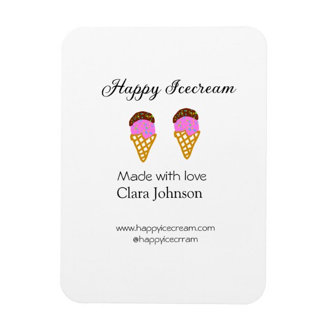 Imán Happy Icecream add name website social media  (Vertical)