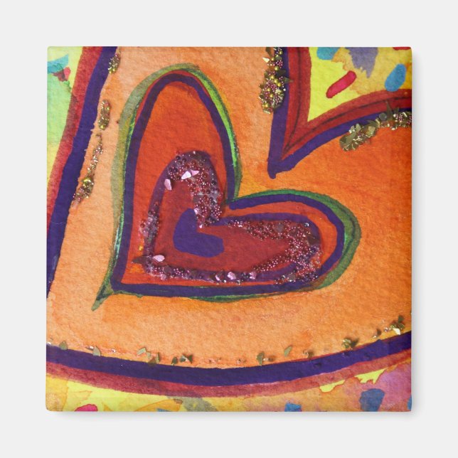 Imán Happy Love Hearts Art Personalizado Fridge Magnet (Frente)