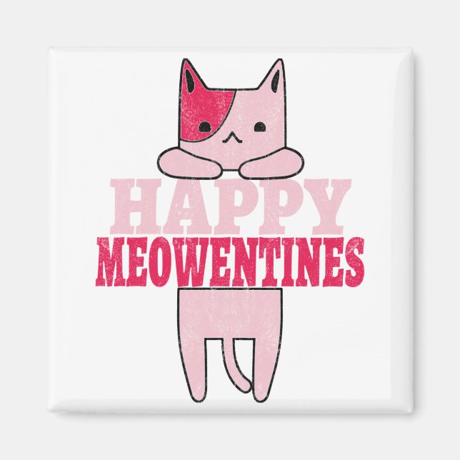 Imán Happy Meowentines | Regalos El día de San Valentín (Frente)