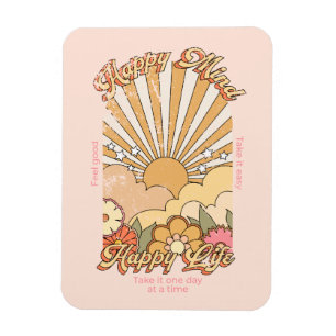 Imán Happy Mind Happy Life Hippy Groovy Vibes