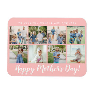 Imán Happy Mother's Day Photo Collage Custom Blush Pink