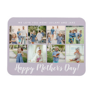 Imán Happy Mother's Day Photo Collage Custom Lavender